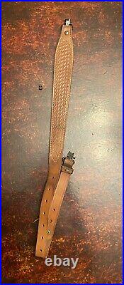 Bianchi Cobra Adjustable Basketweave Leather Rifle Sling & Winchester Swivel #A1