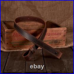 1 1/4 Wide Buffalo Hide Leather Rifle Sling Crazy Horse/Brown Amish Handmade
