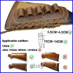 1 Set 12GA Leather Canvas Gun Ammo Buttstock +Matched Rifle Sling 4 Colors