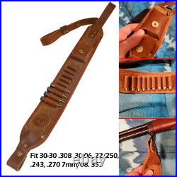 1 Set Canvas Leather Recoil Pad Buttstock + Rifle Ammo Sling USA Shipping