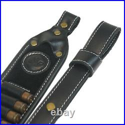 1 Set Full Leather Rifle Buttstock Houlder + Gun Shoulder Sling /Straps Black