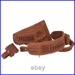 1 Set Leather Buttstock No Drill Shell Holder with Gun Sling Left Handed. 22MAG