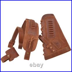1 Set Leather Buttstock No Drill Shell Holder with Gun Sling Left Handed. 22MAG