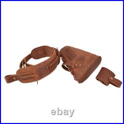 1 Set Leather Buttstock No Drill Shell Holder with Gun Sling Left Handed. 22MAG