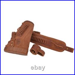 1 Set Leather Buttstock No Drill Shell Holder with Gun Sling Left Handed. 22MAG