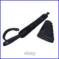 1 Set Leather Rifle Buttstock Pad with Suede Gun Sling for Lefty /Righty Hunter