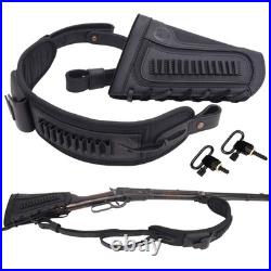 1 Set Leather Rifle Buttstock with Matching Gun Sling for. 22 LR. 17HMR. 22MAG