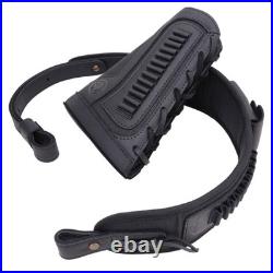 1 Set Leather Rifle Buttstock with Matching Gun Sling for. 22 LR. 17HMR. 22MAG