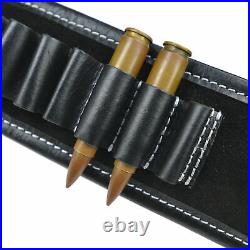 1 Set Leather Rifle Gunstock Shell Holder + Gun Ammo Sling 308 30-06 45-70 410GA