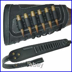 1 Set Leather Rifle Shell Holder Buttstock And Gun Sling For. 30-30.308.357