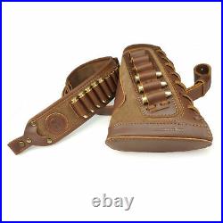 1 Set Leather Rifle Sling with Gun Buttstock For. 30-06.30-30.45-70.44-40