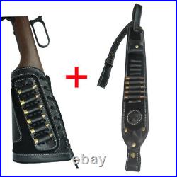 1 Set Leather Shoulder Sling+Rifle Buttstock For. 30-06.30-30.45-70.44-40.44