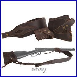 1 Set No Drill Gun Recoil Pad Stock with Gun Barrel Mount, Leather Rifle Sling