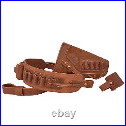 1 Set No Drill Leather Buttstock Shell Holder with Gun Sling. 308.45/70.44mag