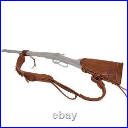 1 Set No Drill Leather Buttstock Shell Holder with Gun Sling. 308.45/70.44mag