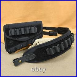 1 Set Padded Leather Gun Buttstock + Ammo Slot Sling for. 308.22 12GA. 357.45-70