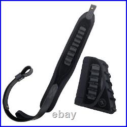 1 Set Padded Leather Gun Buttstock + Ammo Slot Sling for. 308.22 12GA. 357.45-70