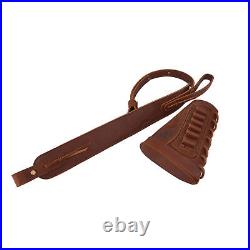 1 Set Righty Leather Rifle Buttstock. 308.30/06.270.260 with Gun Sling Strap