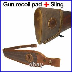 1 Sets Rifle Sling Straps and Matching Gun Recoil Pad Buttstock, Leather Canvas