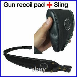 1 Sets Rifle Sling Straps and Matching Gun Recoil Pad Buttstock, Leather Canvas