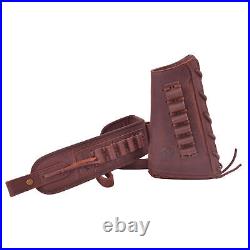 1 Suit Leather Rifle Buttstock Cheek Rest with Gun Shell Slot Sling Universal