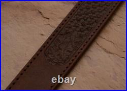 100% Genuine Leather Rifle or Shotgun Sling with Embossed Wild Boar