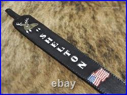 100%Genuine Leather Rifle or Shotgun sling with Embossed Deer and Name