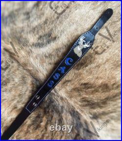 100%Genuine Leather Rifle or Shotgun sling with Embossed Deer and Name