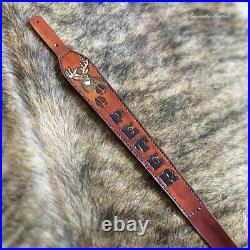 100%Genuine Leather Rifle or Shotgun sling with Embossed Deer and Name