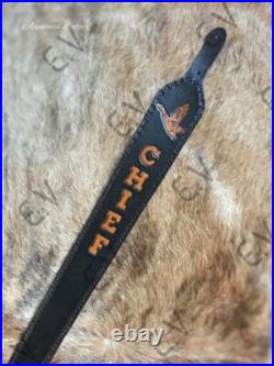 100%Genuine Leather Rifle or Shotgun sling with Embossed Duck and Name