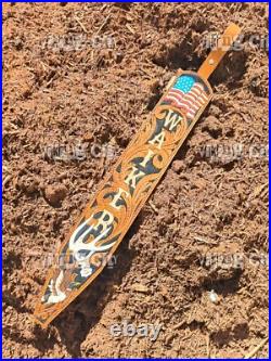 100%Genuine Leather Rifle or Shotgun sling with Embossed Duck flag and Name