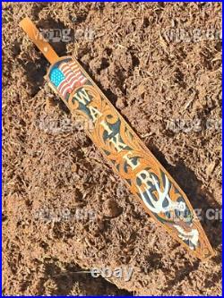 100%Genuine Leather Rifle or Shotgun sling with Embossed Duck flag and Name