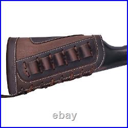 12GA Leather Hunting Shotgun Recoil Buttstock WIth Gun Sling Ammo Holder Slots