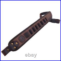 12GA Leather Hunting Shotgun Recoil Buttstock WIth Gun Sling Ammo Holder Slots