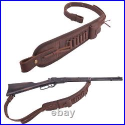 Tas Trost Leather Rifle Sling - Canvas Shotgun Strap With Cartridge Holder And Handle Loop