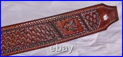 2 wide Western style hand tooled cowhide Leather Rifle Sling Adjustable