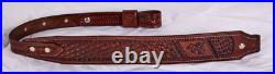 2 wide Western style hand tooled cowhide Leather Rifle Sling Adjustable