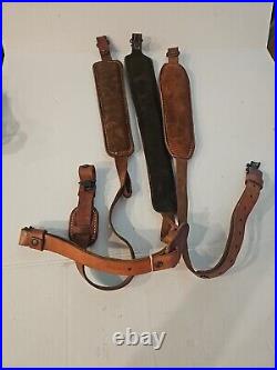 3 Leather Rifle Slings, Deer on sling, Hand Tooled, Two Of Them Are Plain, 9/36