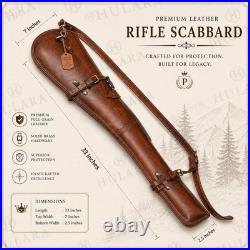 33 Leather Rifle Scabbard Gun Protection Hunting Carrying Shoulder Strap USA