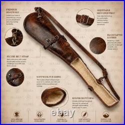 33 Leather Rifle Scabbard Gun Protection Hunting Carrying Shoulder Strap USA