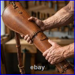 33 Leather Rifle Scabbard Gun Protection Hunting Carrying Shoulder Strap USA