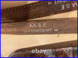 4 PADDED RIFLE SLING LEATHER BROWN DEER SCENE WithSWIVELS VINTAGE 8501045 210 NICE