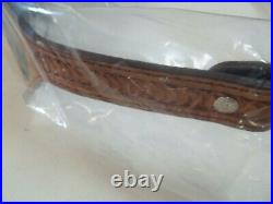 452 Genuine Leather Rifle Sling Black Background With Rustic Floral Design