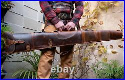 52 Leather Rifle Sling 48-50 Inch Gun Cases for Rifles Slip Cowhide Bag Shotgun
