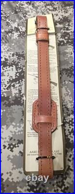 AA&E LEATHERCRAFT TOOLED ELK PADDED SUEDE BACKED LEATHER RIFLE SLING With SWIVELS