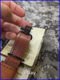 AA&E LEATHERCRAFT TOOLED ELK PADDED SUEDE BACKED LEATHER RIFLE SLING With SWIVELS