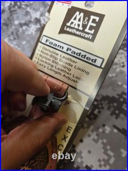 AA&E LEATHERCRAFT TOOLED ELK PADDED SUEDE BACKED LEATHER RIFLE SLING With SWIVELS