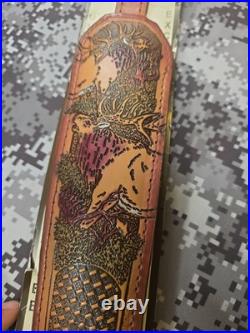 AA&E LEATHERCRAFT TOOLED ELK PADDED SUEDE BACKED LEATHER RIFLE SLING With SWIVELS