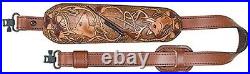 AA&E Leathercraft 8501017S-210 Leather Trophy Padded Deer Embossed Rifle Sling