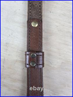 AA&E Leathercraft Brown Leather Embossed Padded Rifle Sling No 3065 Whitetail